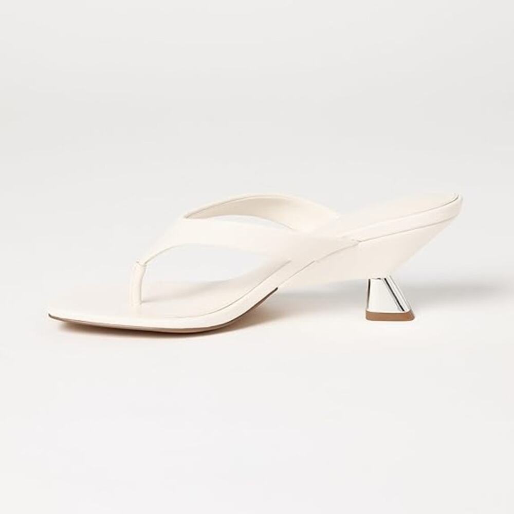 New Size 11 Dakota Thong with Sculpted Kitten Heel in Ivory